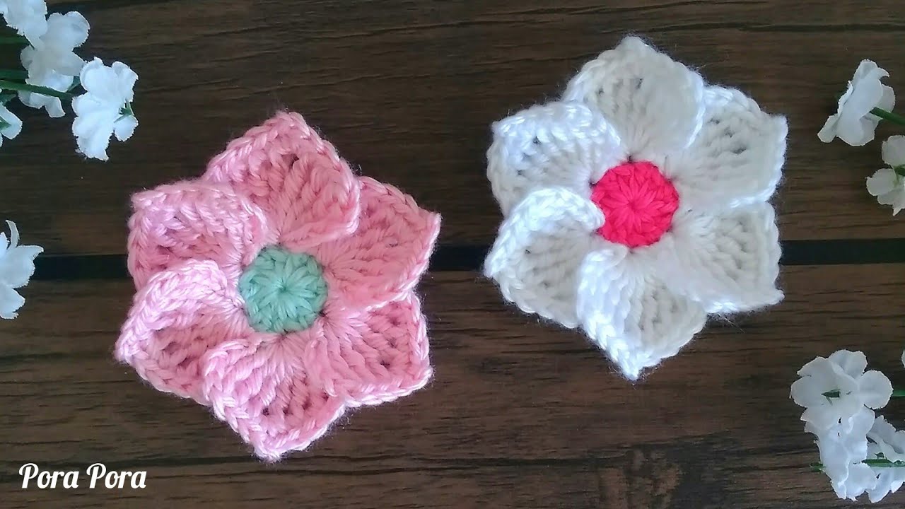 Crochet Flower I Crochet 6 Petals Flower I Crochet 3D Flower