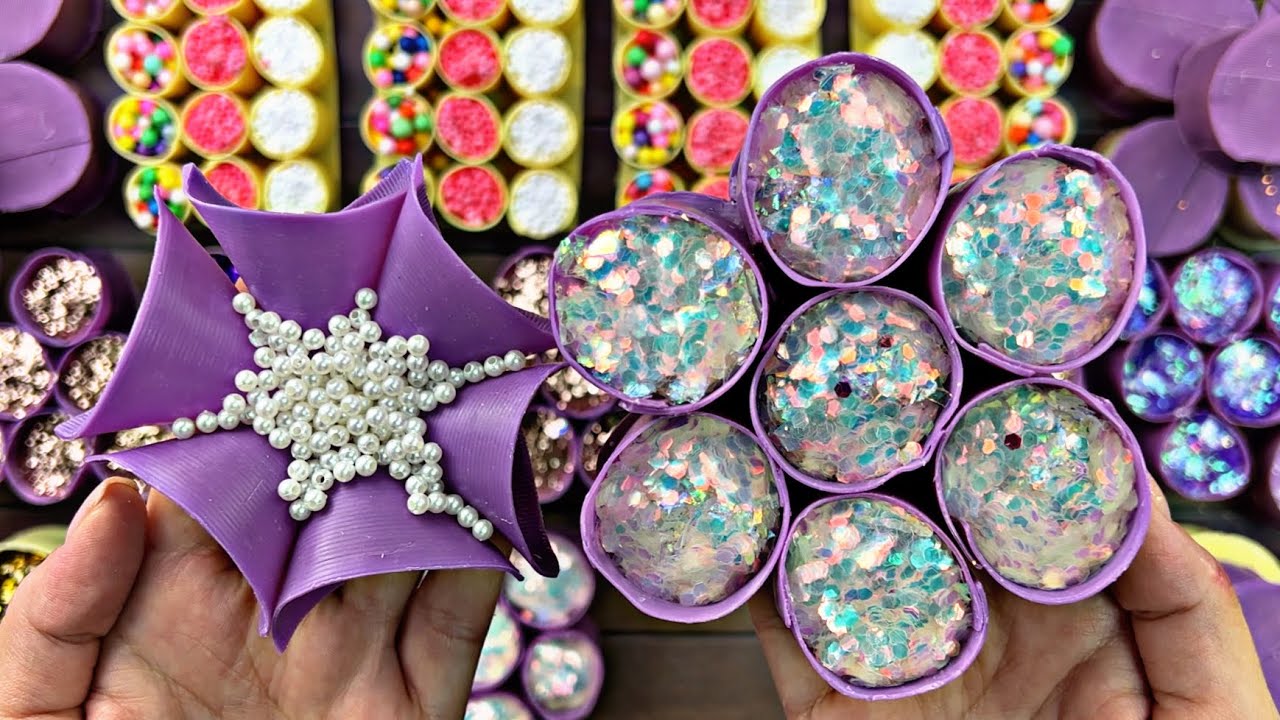 Crushing soap boxes with glitter and starch 🎀💗