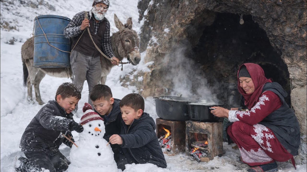 Village life in Afghanistan/ living in a Cave/ Young couple cooking delicious food 
