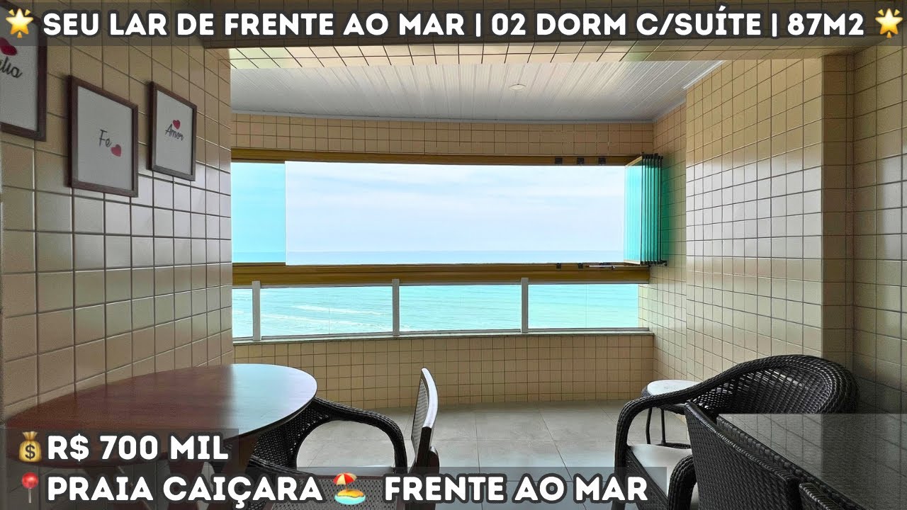 🏖️ Frente ao Mar Praia Grande | 02 Dormitórios c/ Suíte | Sacada Gourmet e Andar Alto | Mobiliado 😍