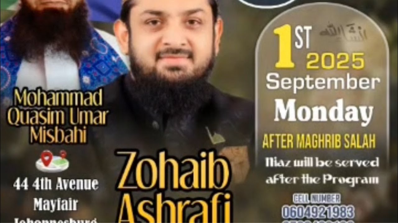 Al Haj Muhammad Zohaib Ashrafi_01 September 2025_Live From Sultan Bahu Hall_Mayfair_South Africa