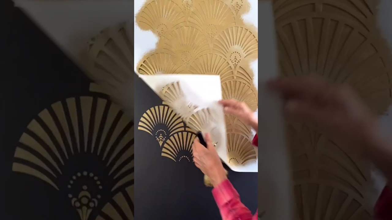 Easy How to Stencil and Art Deco Pattern in Glamorous Gold  #wallstencils  #stencilstuff  #homeinspo