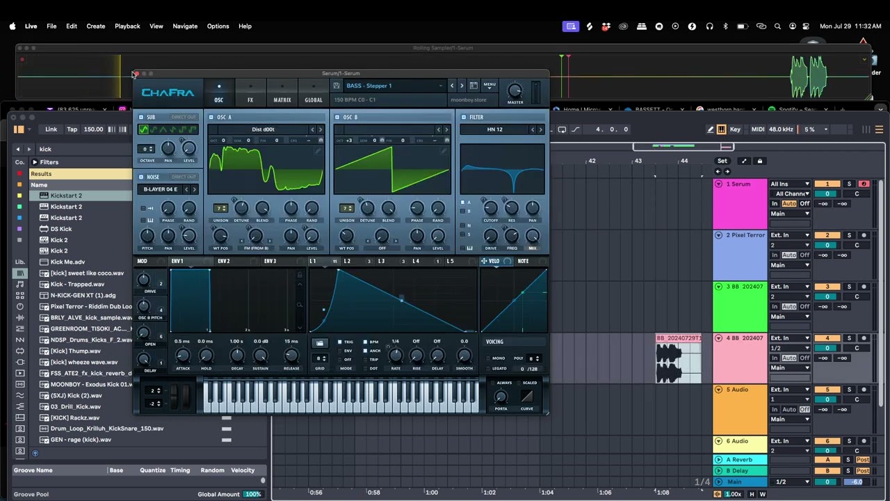 creating a dubstep drop idea with serum and rolling sampler