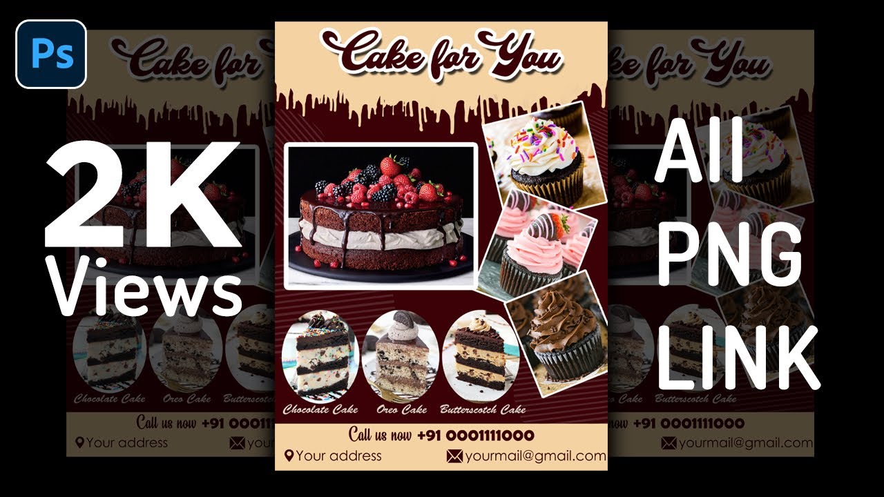 Cake poster design in photoshop | Flyer templates