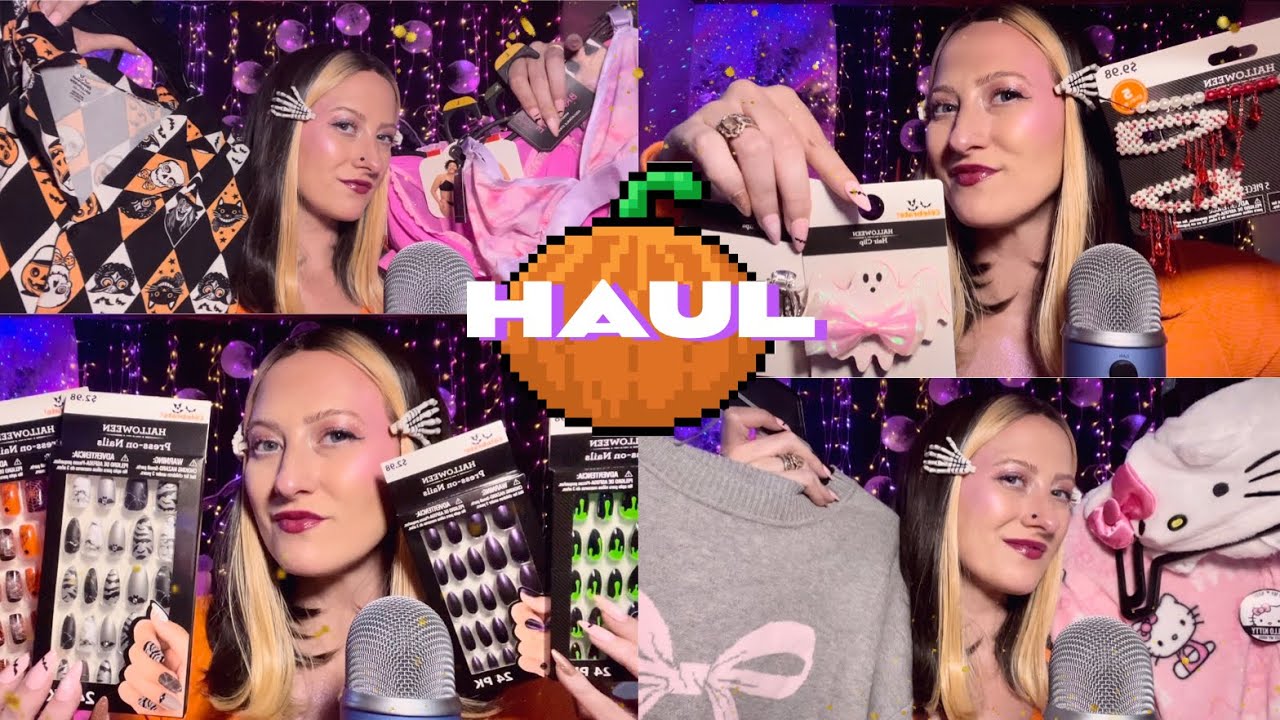 ASMR | Giant Walmart Halloween Haul 🎃 Press-On Nails, Jewelry, Hair Accessories, Cozy PJs, & More!