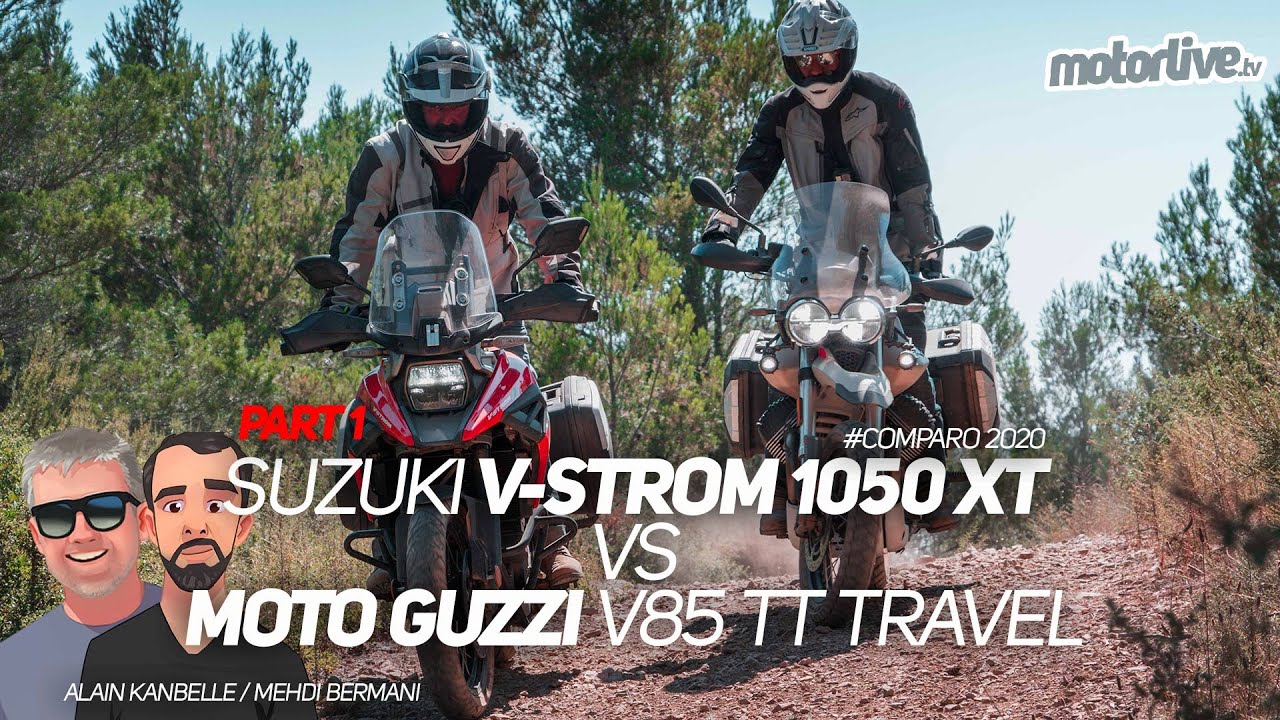 V85TT TRAVEL vs V-STROM 1050 XT PART 1 I COMPARATIF MOTORLIVE