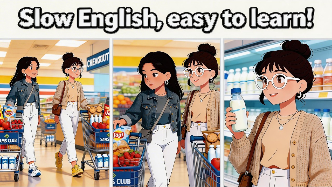 Slow English Listening Practice: Supermarket Shopping Conversation