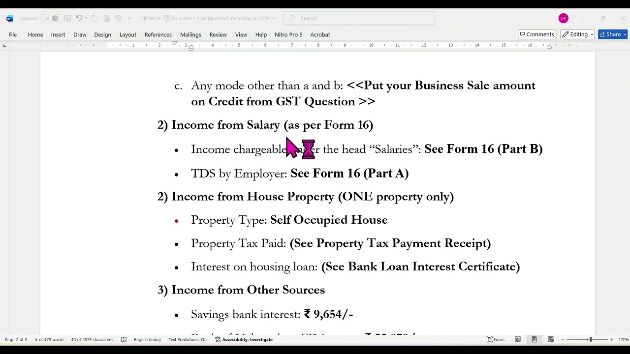 Demo Question Paper Solution ITR 4