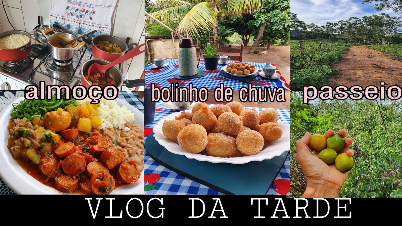 UMA TARDE COMIGO| BOLINHO DE CHUVA/ ALMOÇO E PASSEIO NA CASA DA TIA PRA COLHER UMBU+ ALMOÇO