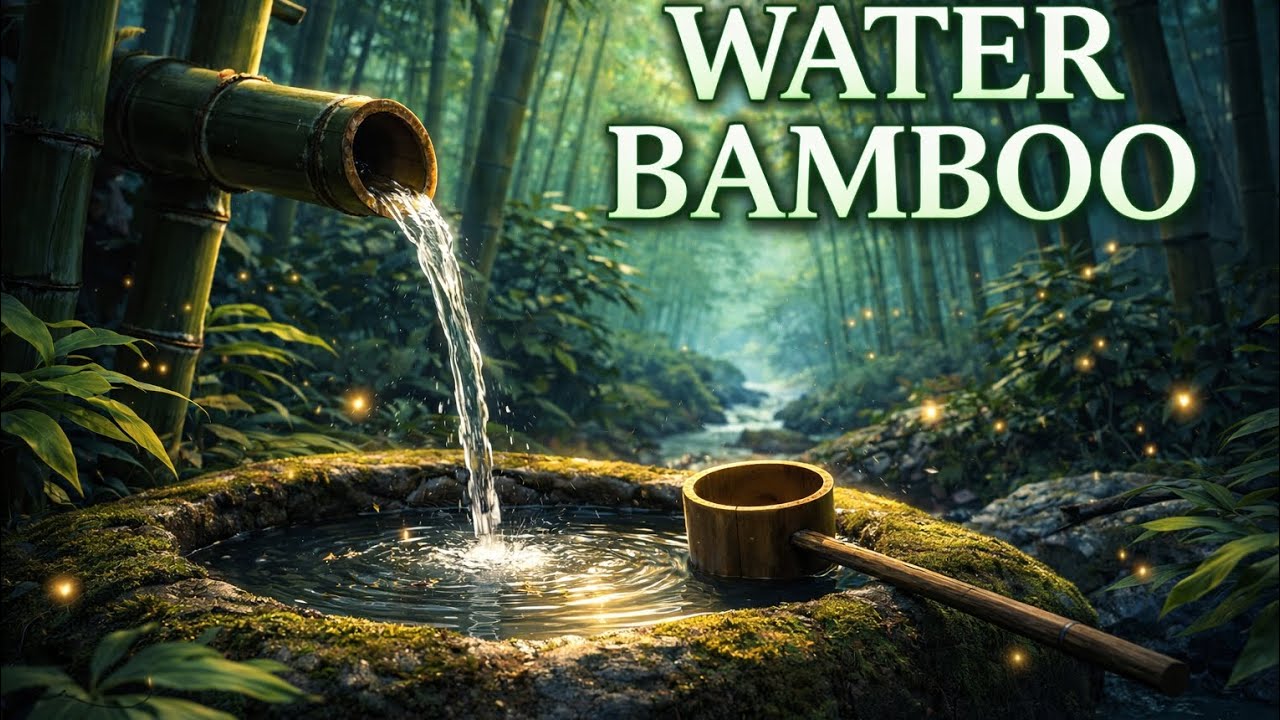 Calming Forest Ambience || Flowing Water Bamboo  || Relaxing Music ASMR