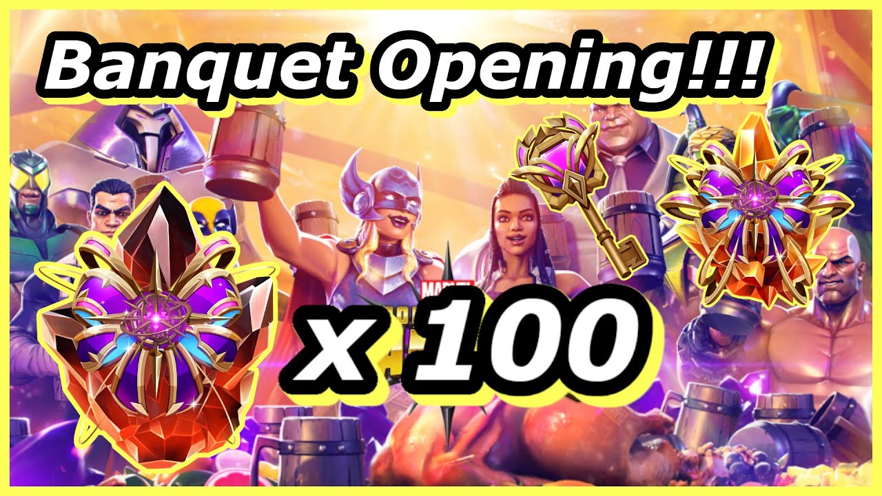 100 превосходных банкетных кристаллов!!! Marvel Contest of Champions