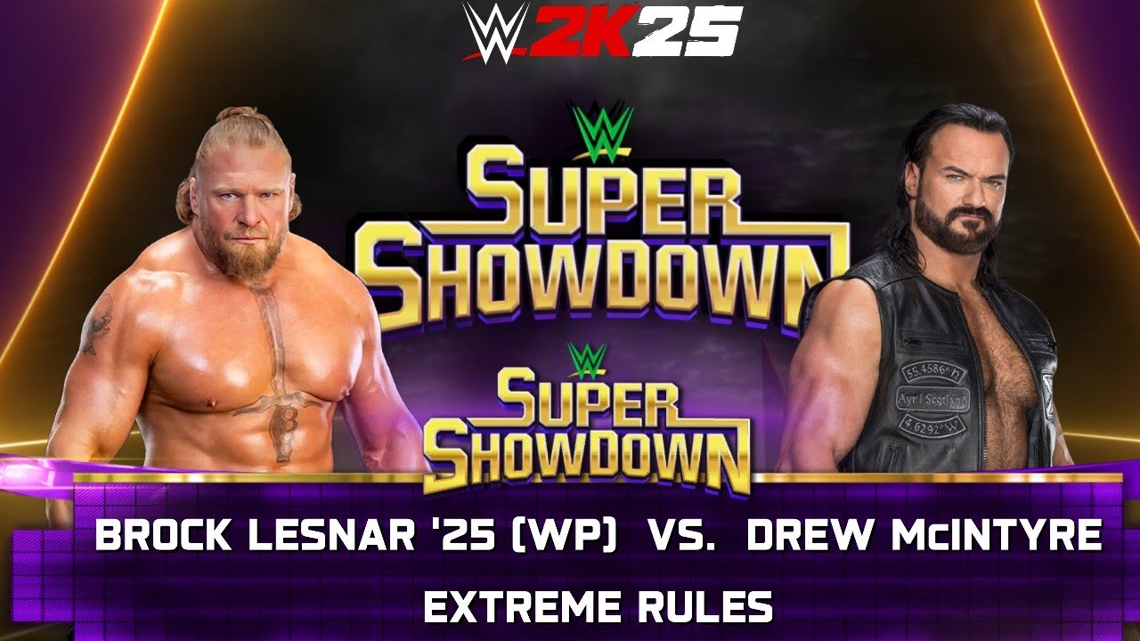 WWE 2k25 - Брок Леснар против Дрю Макинтайра: матч по экстремальным правилам на Super Showdown