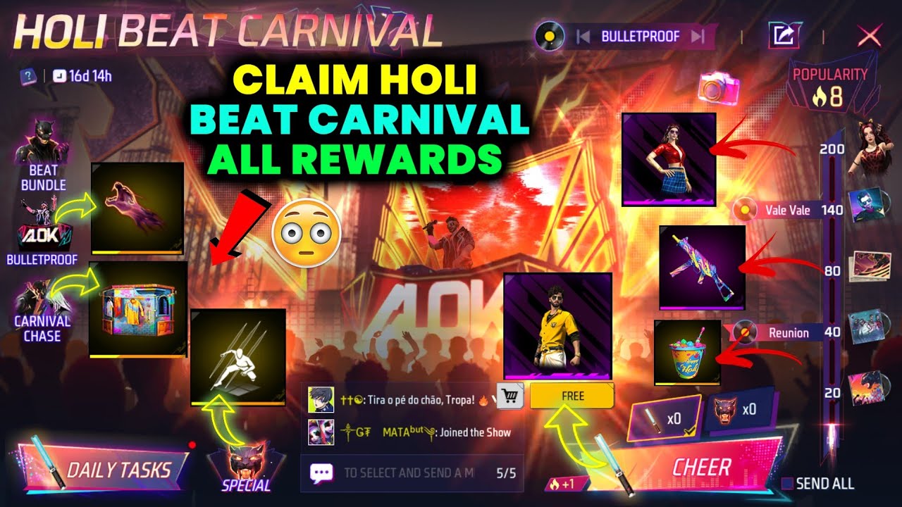 HOLI BEAT CARNIVAL EVENT ALL REWARDS🔥 -para SAMSUNG,A3,A5,A6,A7,J2,J5,J7,S5,S6,S7,S9,A10,A20,A30,A50