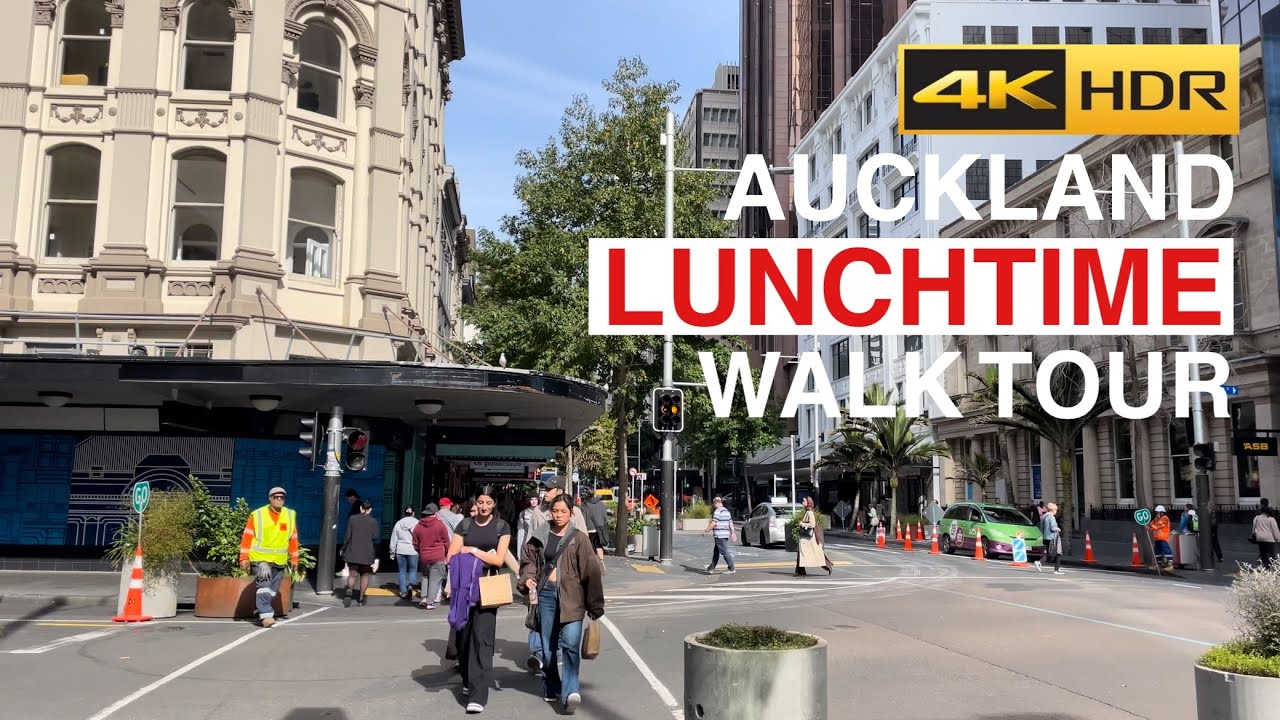 Auckland CBD Lunchtime Walk Tour New Zealand 4K HDR