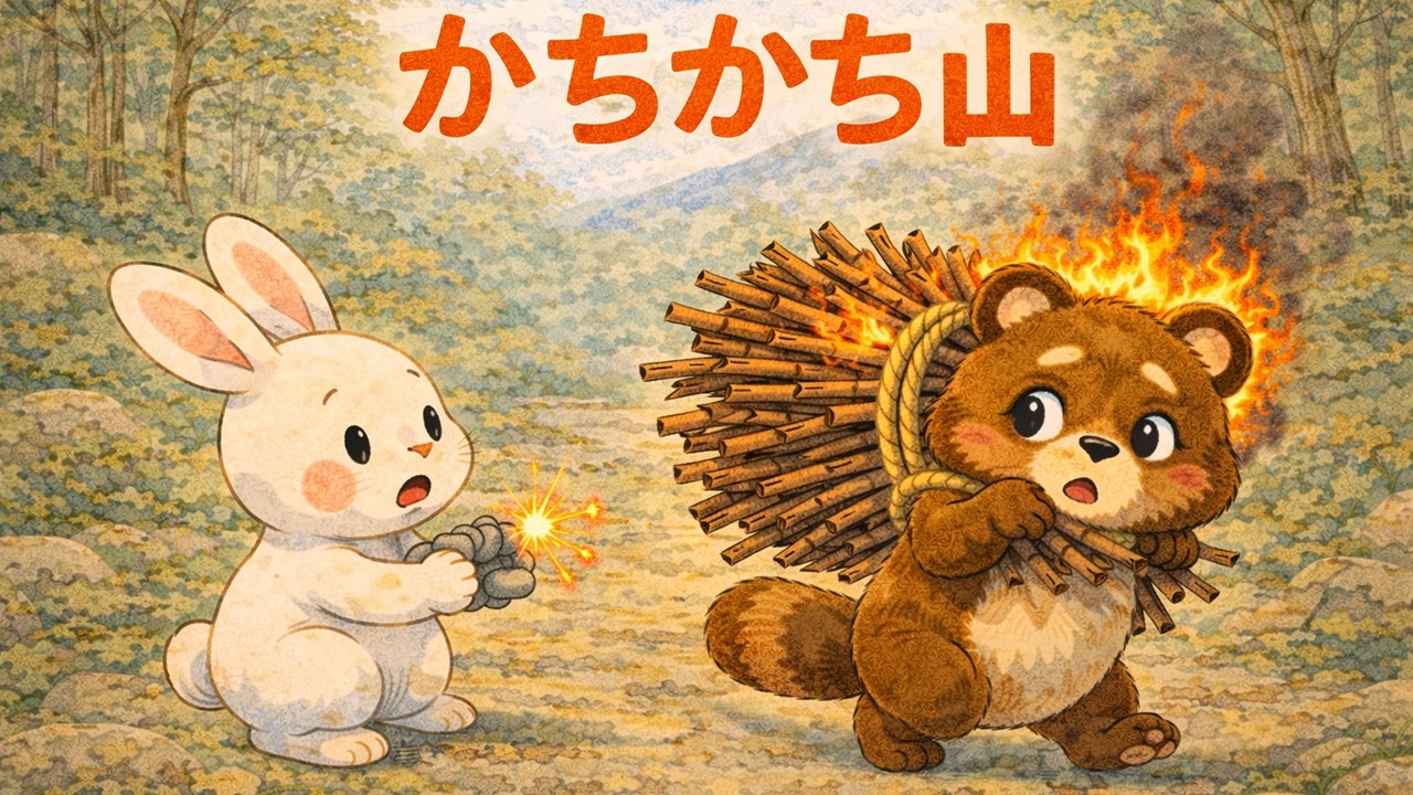 【日本昔話】かちかち山｜悪いことをするとどうなる？【絵本読み聞かせ】寝かしつけにも