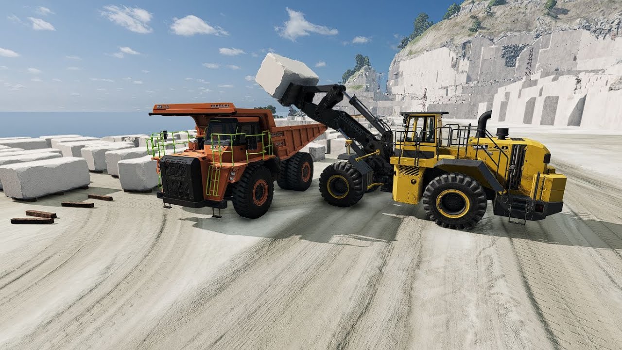 Wheel Loader Loading a Mining Dump Truck | Marble Quarry | BeamNG Drive 0.38