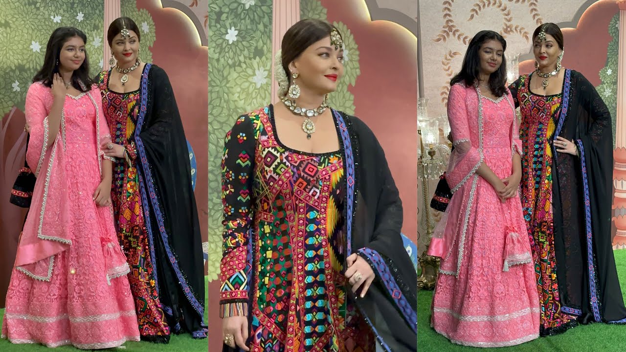 Aishwarya Rai Bachchan Aaradhya Bachchan At anant Ambani Radhika merchant Wedding reception