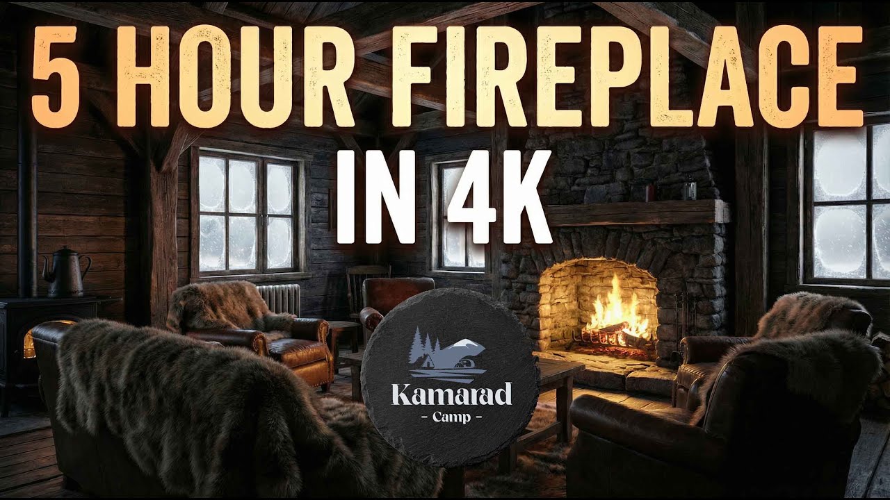 🔥 5 Hours Fireplace 4K In Kamarad Wood Cabin: Burning Logs, Crackling Sounds, Pure Calm Relaxation