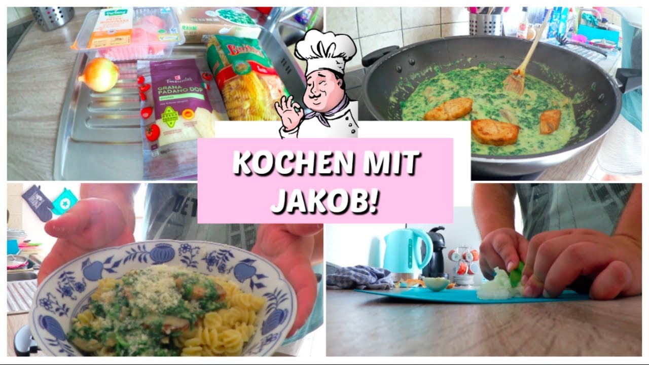 KOCHEN mit JAKOB 👨🏻‍🍳 ⎮ Nudeln mit Spinat-Parmesan Soße & Putenbrust 🍽 ⎮ Our Jaily Life