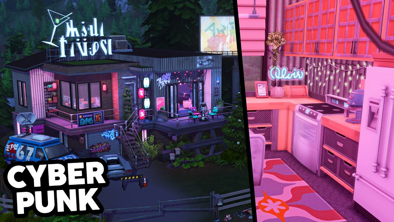 Дом в стиле киберпанк // Быстрая постройка в The Sims 4