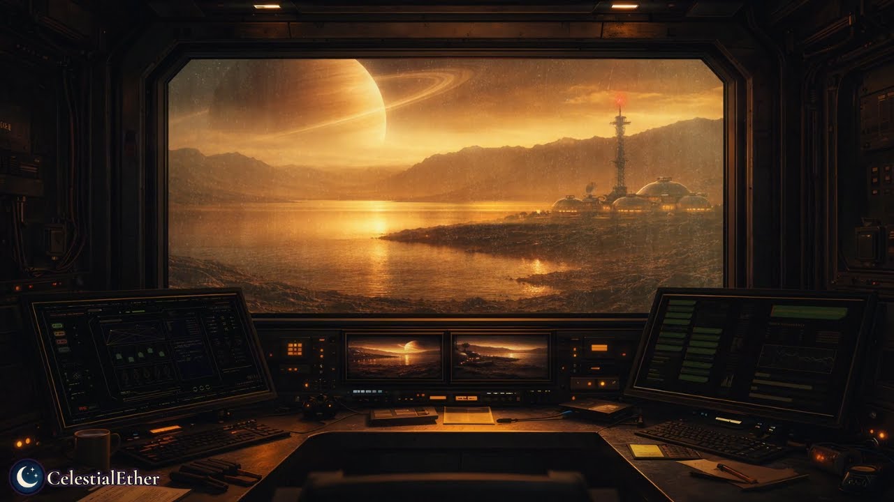 Saturn Outpost on Titan • Alien Rain Ambience for Deep Sleep • 6 Hours