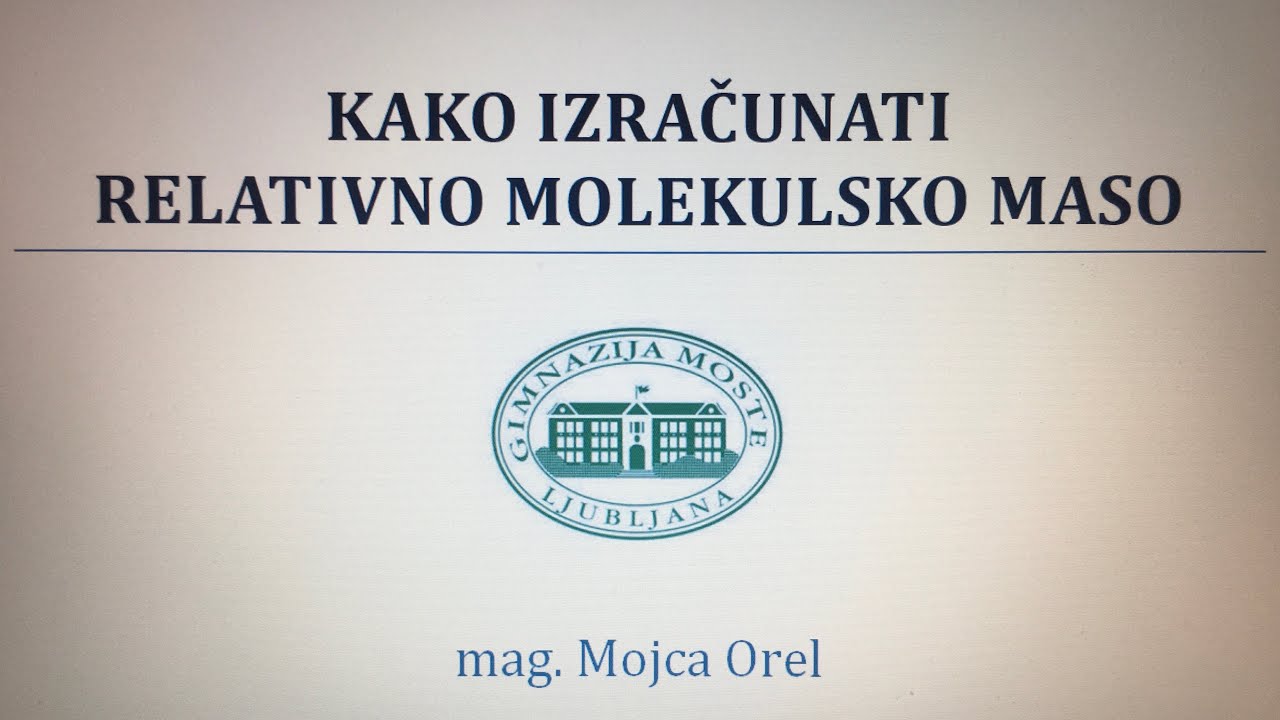 Izračunaj relativno molekulsko maso in molsko maso vode