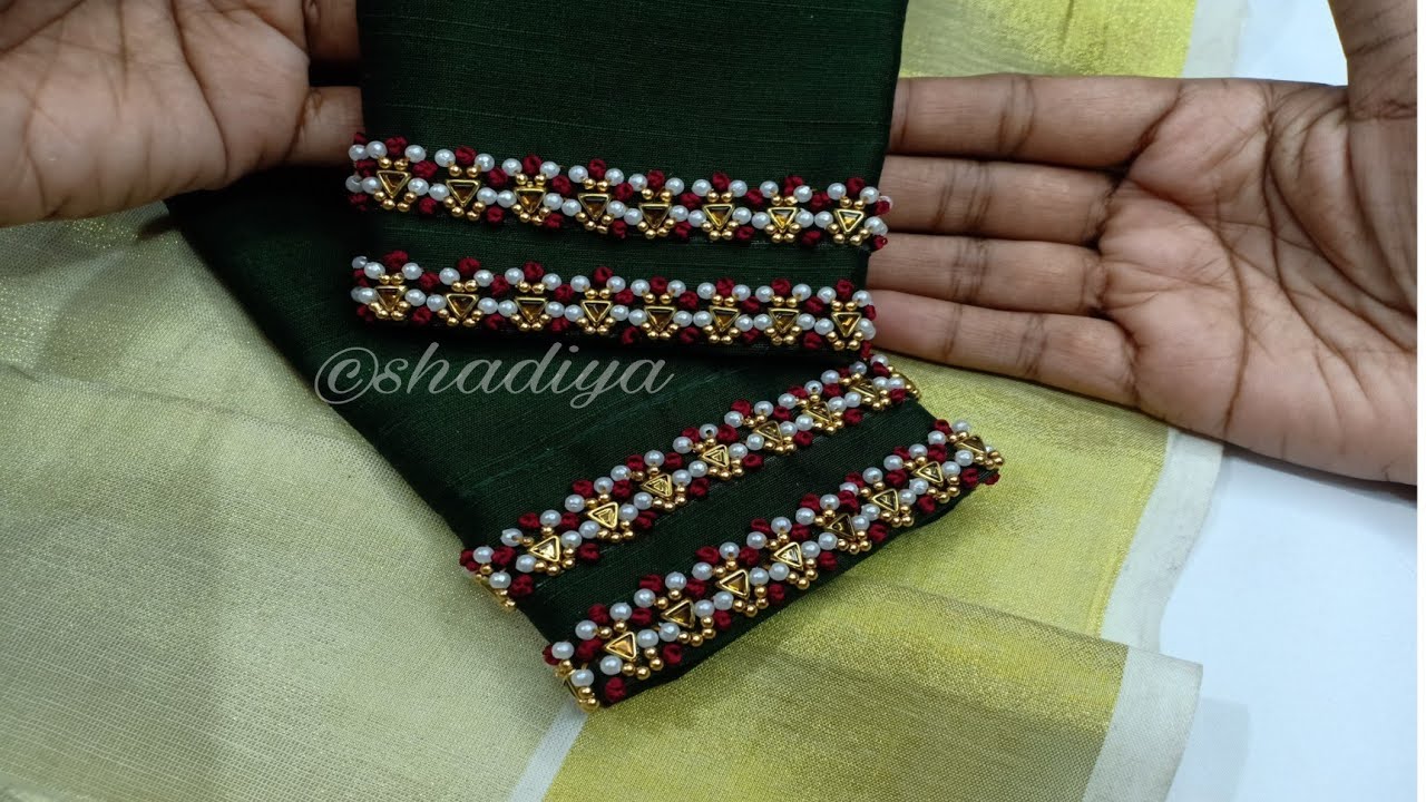 Easy unique hand embroidery sleeve design for kurti blouse salwar|aari with normal needle