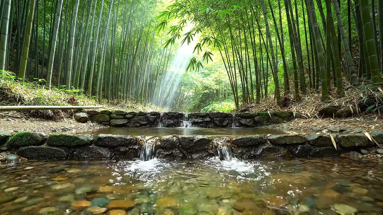 Soft Piano by a Whispering Stream | Gentle Flowing Water Nature Ambience