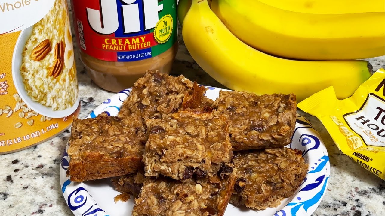 Banana Oatmeal Peanut Butter Bars Recipe