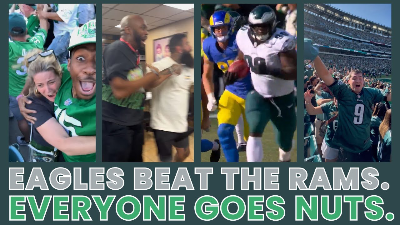 EAGLES BEAT THE RAMS.  EVERYONE GOES NUTS.  (Epic Reactions to an Incredible Win)