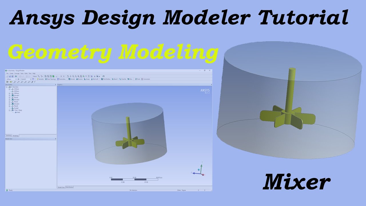 ANSYS DesignModeler Tutorial | How to Create a Mixer (Trim, Blend, Pattern, Primitives, Zoom & More)