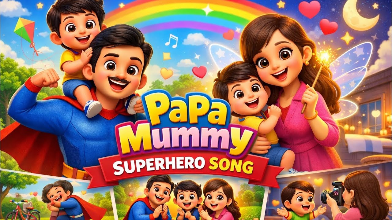 Papa Mummy Superhero Song 👨‍👩‍👦 | 3D Cartoon Kids Family Song | Hindi Rhymes