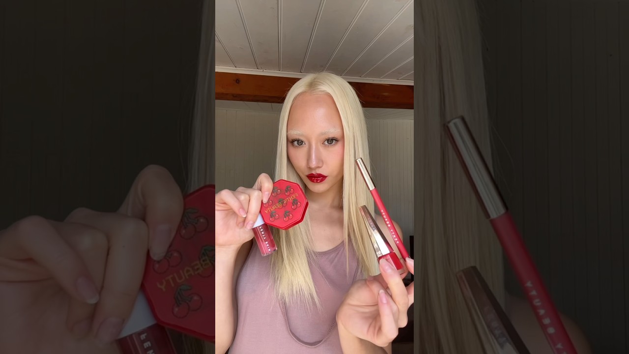 Cherry-inspired makeup look using Fenty Beauty &lsquo;s limited edition Cherry Collection 🍒@dechenzin