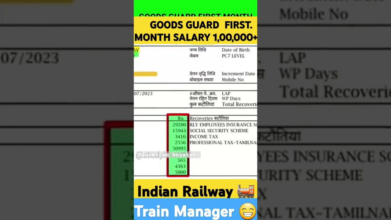 Goods Guard First Month Salary Slip 100K+🔥 l Railway Train Manager Monthly Income #salary #shorts