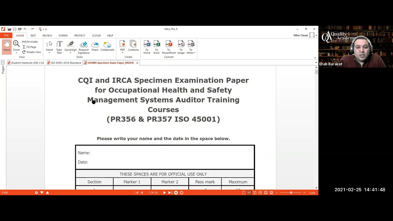How to answer Lead Auditor ISO 45001 exam (English) Paper Based Style