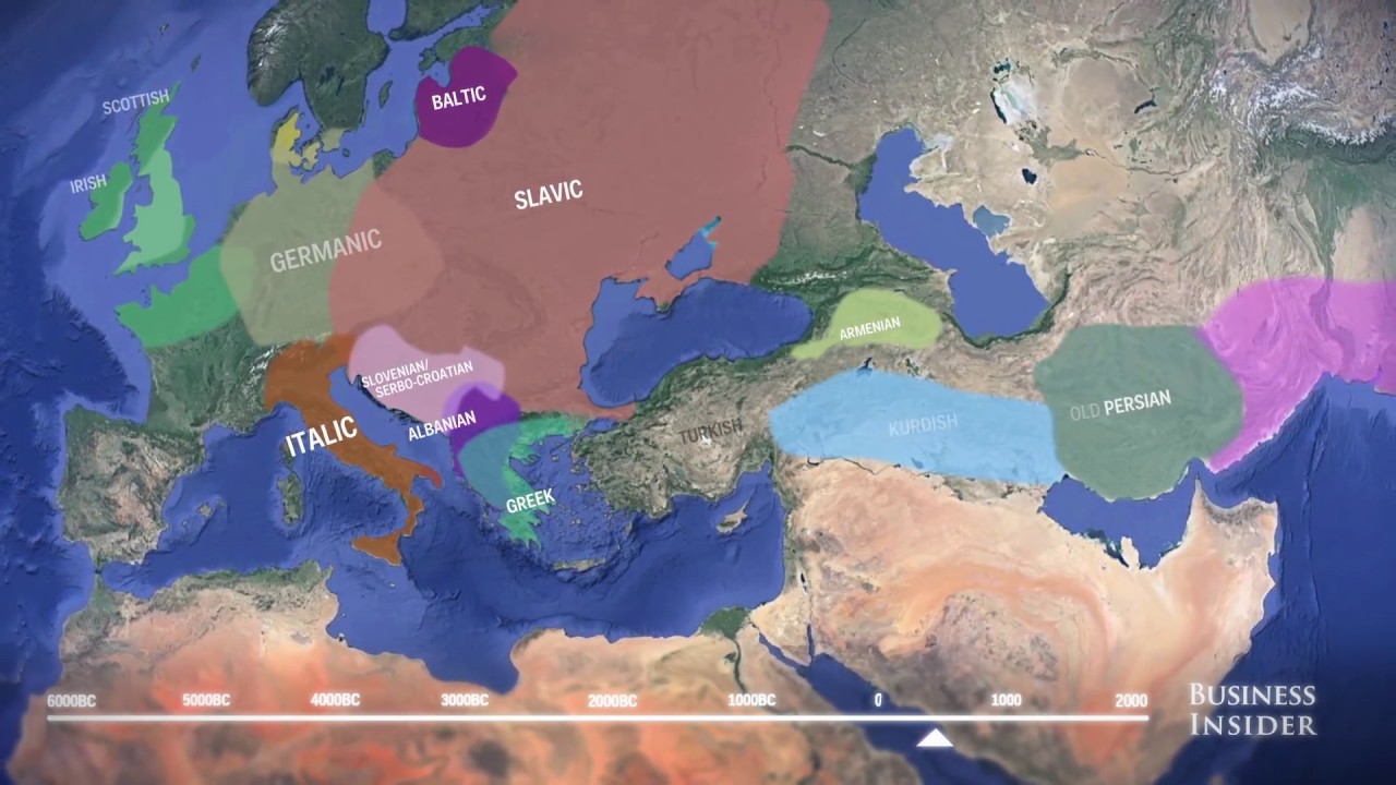 Mappa animata evoluzione lingue indoeuropee