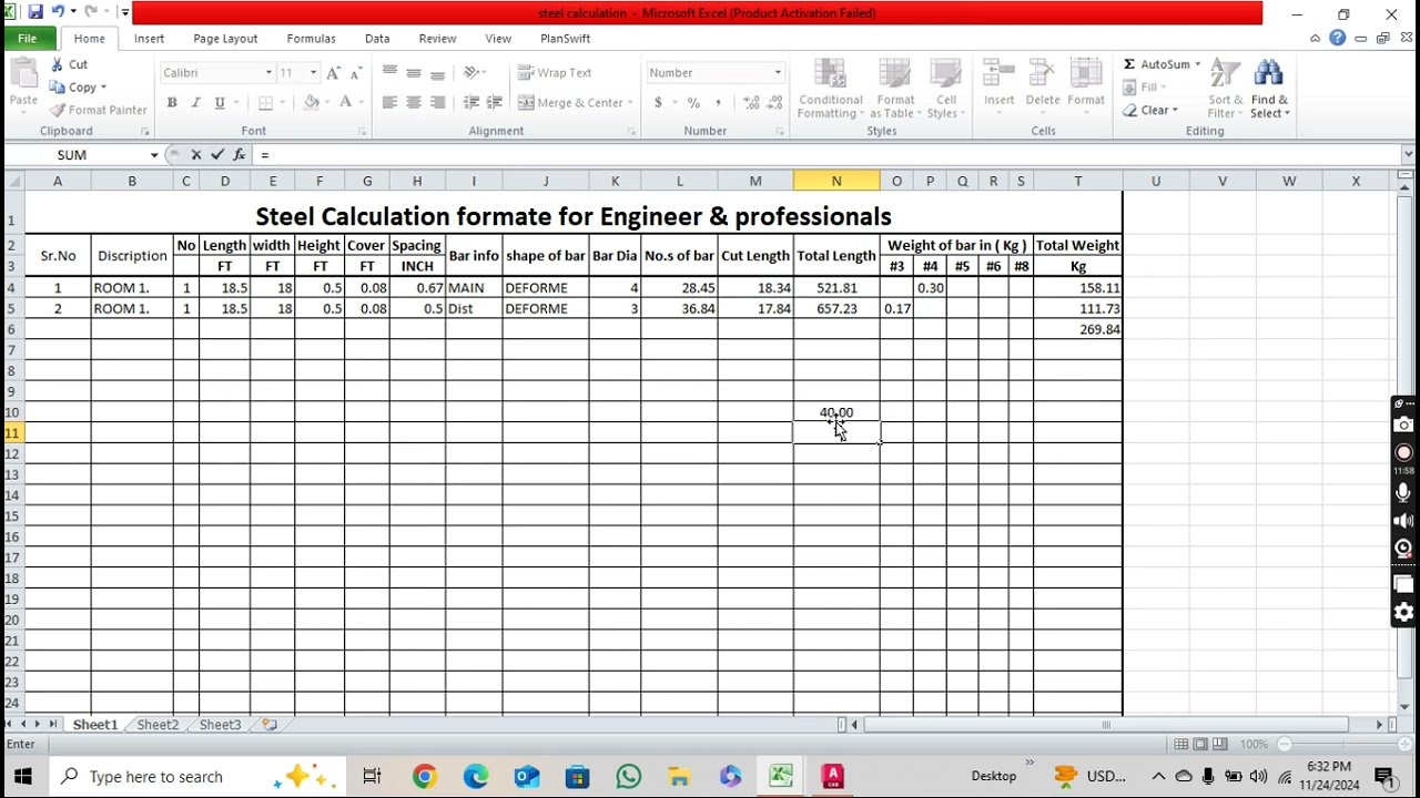 How to Steel Calculation in Excel | Quick Steel Estimation in Excel | Bar bending schedule in Excel.