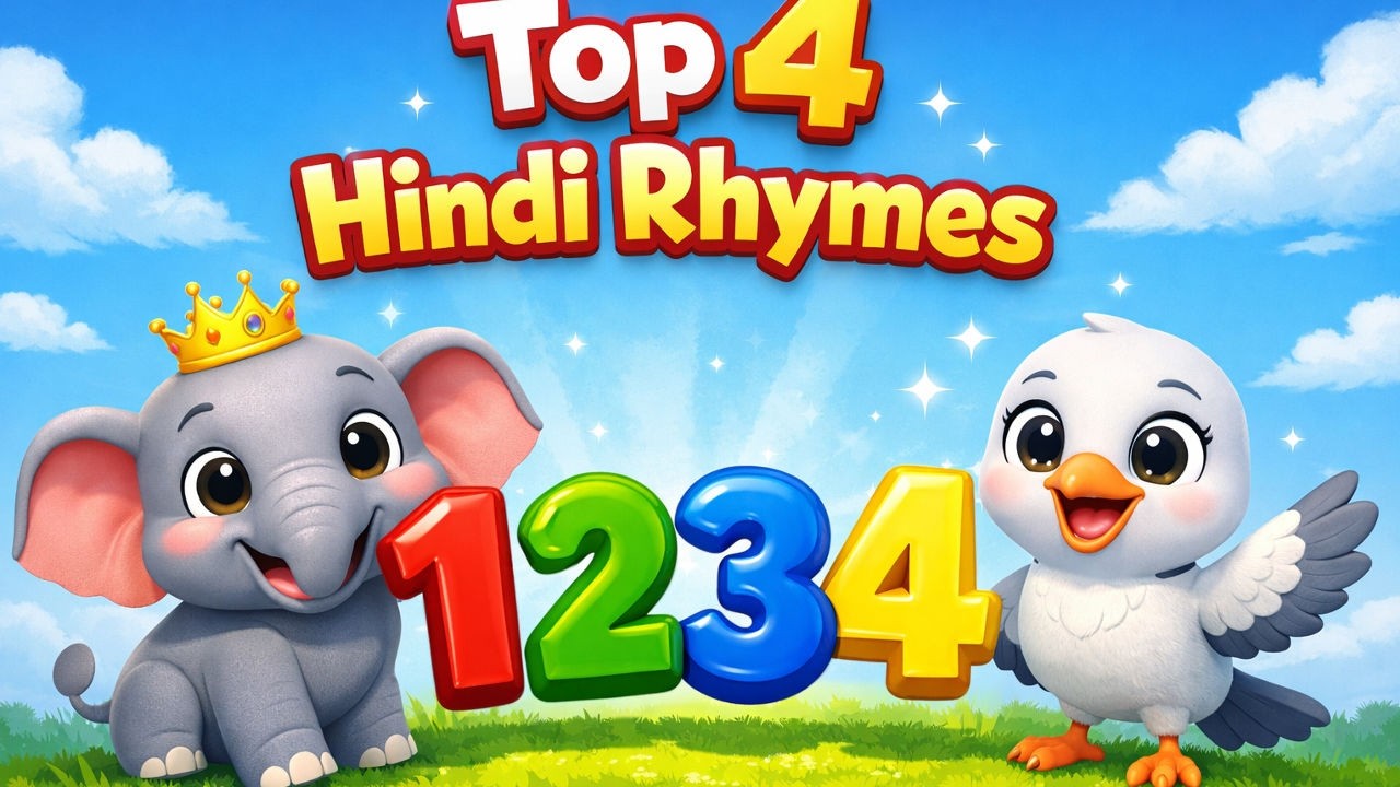 Top 4 Hindi Rhymes for Kids | Hathi Raja, Ginti, Pyara Kabutar | Cartoon Song Compilation