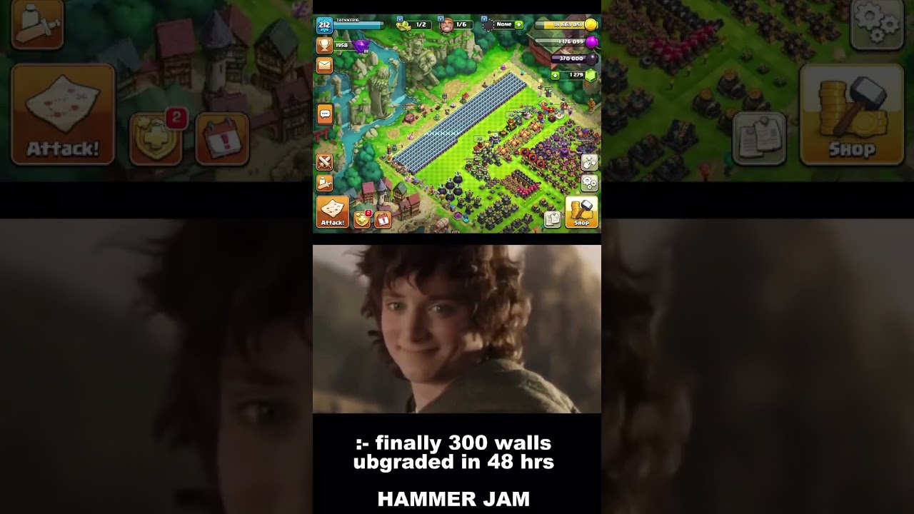300 wall max in 48 hrs 🔥 #shorts #gaming #coc #clashofclans #th17
