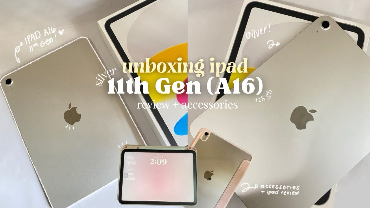 iPad 11th GEN (A16) 11” unboxing 📦| silver, 128gb, goojodoq pen, setup, accessories + ipad review 💌