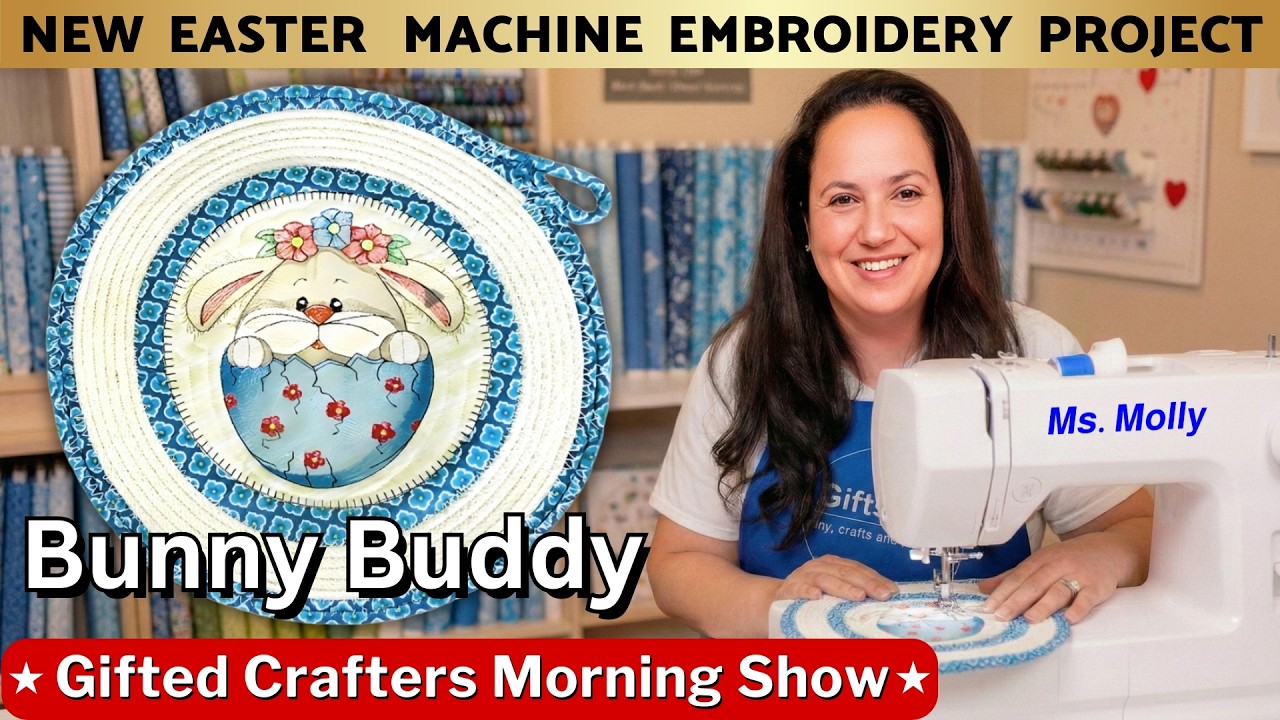 Review Machine Embroidery Design of Cute Easter Bunny Potholder in Embrilliance