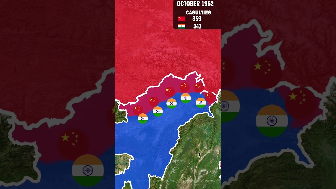 1962 Indo -China war eastern front by map animation #india #china