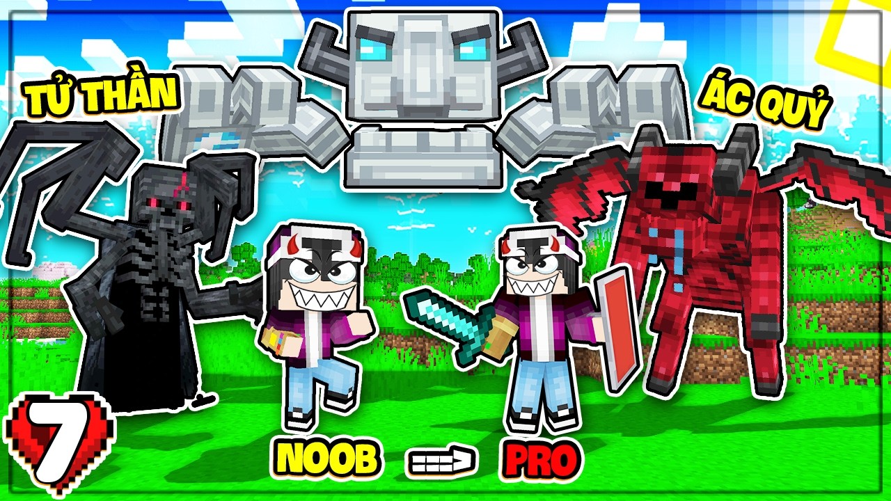 Minecraft  Linggango Tập 7 * Lộc Từ NOOB biến th&agrave;nh PRO để đ&aacute;nh bại Bộ 3 BOSS KHỦNG !!!