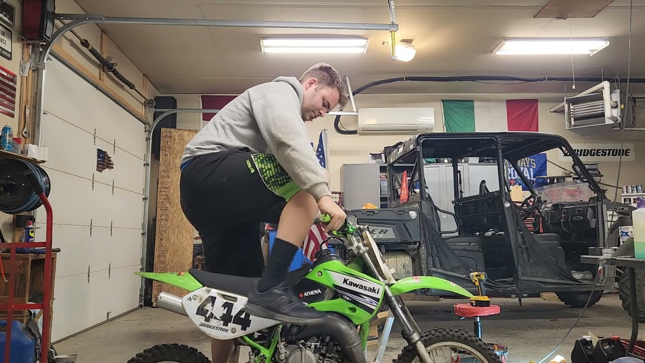 Kawasaki KX65 2 stroke first start and break in/tune after complete rebuild