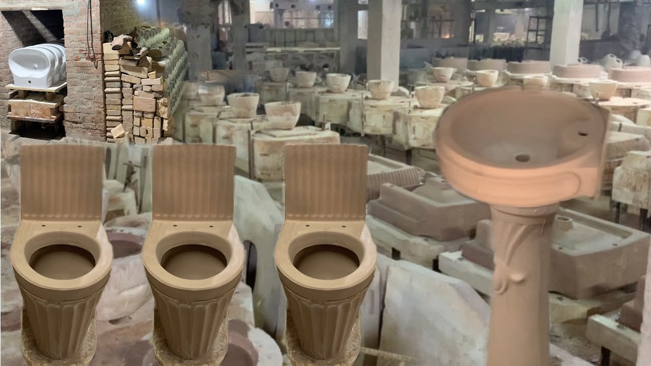 Top 2 ceramic items toilet seat and washbasin making in factory/commode seat and basin manufacturing