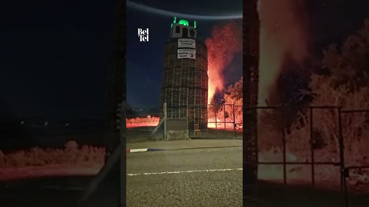 Moygashel bonfire set alight early as PSNI launched major operation to remove hate display