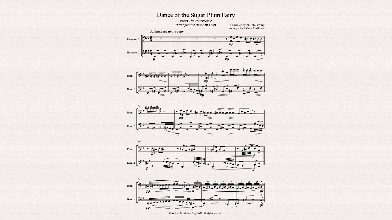Dance of the Sugar Plum Fairy arranged for Bassoon Duet