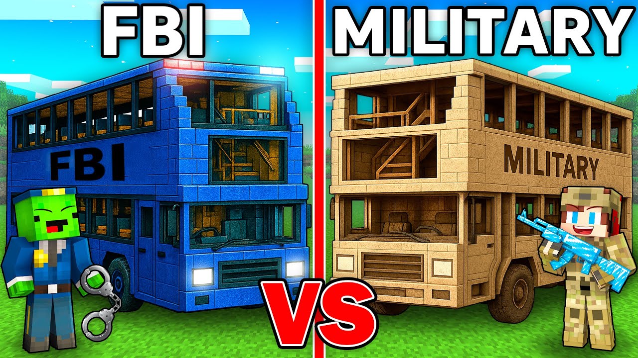 Майки ФБР против Дж. Дж. Армии: выживание в автобусе в Minecraft (Maizen)