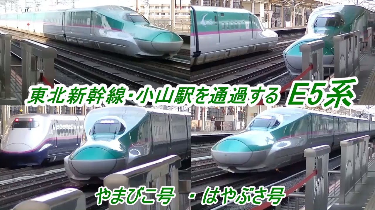 【E5系】東北新幹線「小山駅」を通過する E5系「はやぶさ」号 と「やまびこ」号