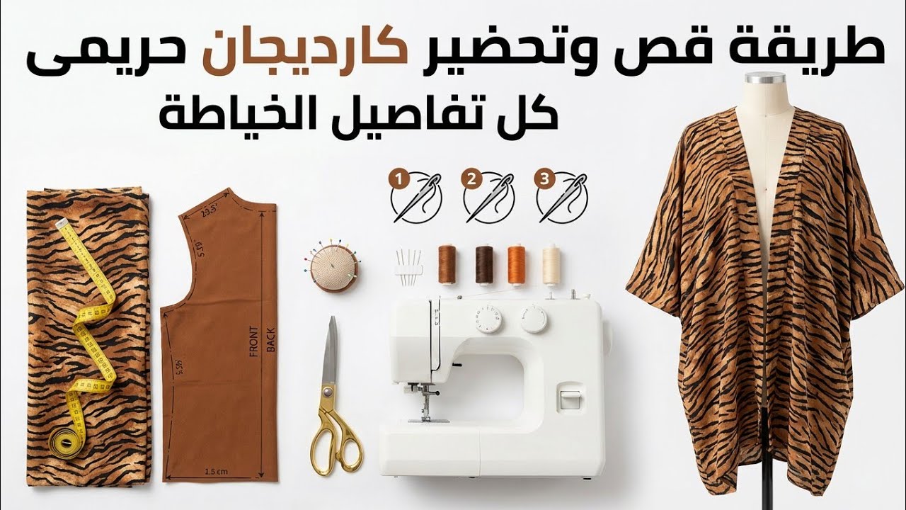 طريقة  قص كارديجان بكم رجلان خطوة بخطوة للمبتدئين 